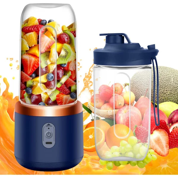 400 ml sähköinen kannettava tehosekoitin, smoothie-tehosekoitin, mini kannettava tehosekoitin, harjat ja 6 terää, kannettava tehosekoitin