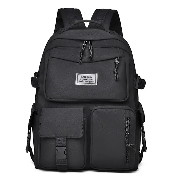 School Bags for Girls Large Capacity Backpack College Multi-Pocket Backpack Waterproof School Backpack Black