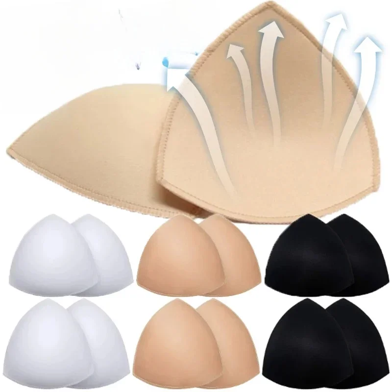 AliExpress - Coussinets de soutien-gorge push-up en éponge triangle invisible pour femmes, inserts sexy, sous-vêtements, maillot de bain bikini, 