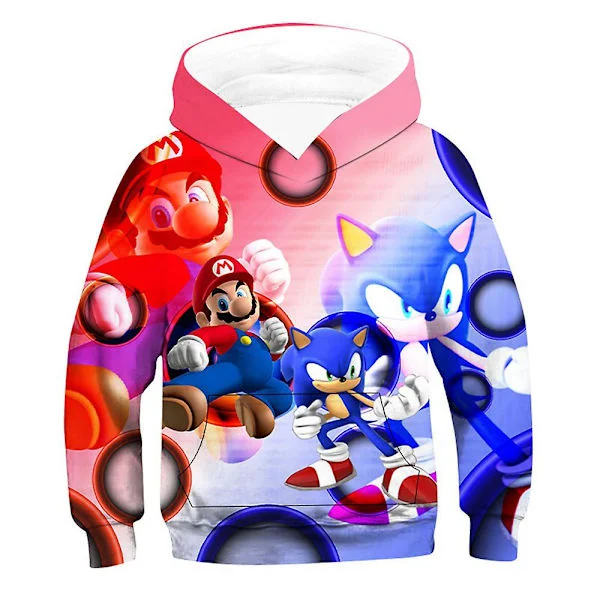 Super Mario & Sonic Barnhuvtröjor Nyhetstryck Huvtröja Sweatshirts Pullover Toppar För Pojkar Och Flickor Fest- Och Födelsedagspresenter