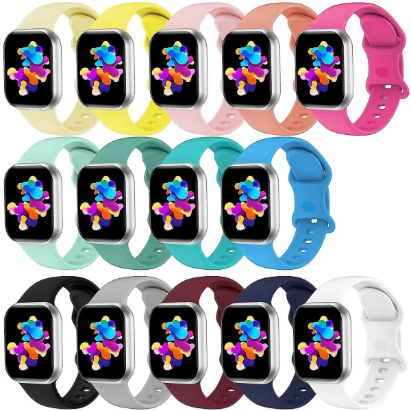 SQBB [14-pack] Klockarmband kompatibla med Apple Watch armband 40 mm 38 mm 41 mm Serie 7/6/5/4 damer män, mjuka silikon sportarmband för I