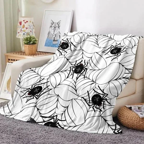 Halloween-tæppe - Græskar hekseflagermus-tæppe 50"x60" - Hyggeligt flannel gråt Halloween-pynt til fest sofa seng stue stil 18