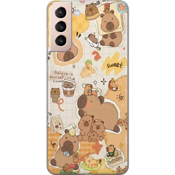 Kompatibelt Mobilskal till Samsung Galaxy S21 Kawaii capybara mobilskal med gulliga djurmotiv