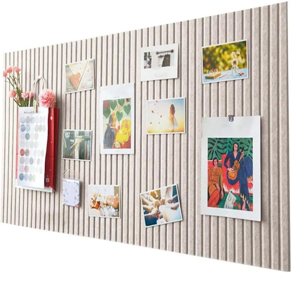 Self-adhesive photo board - decorative felt and cork, wall panel, acoustic panels, bulletin board, for photos and messages, for home and office Gray 