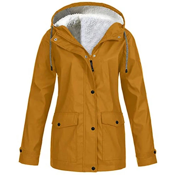 Women's Raincoat - Warm Lined, Waterproof and Windproof with Hood - 3-in-1 Mid-Season Parka
