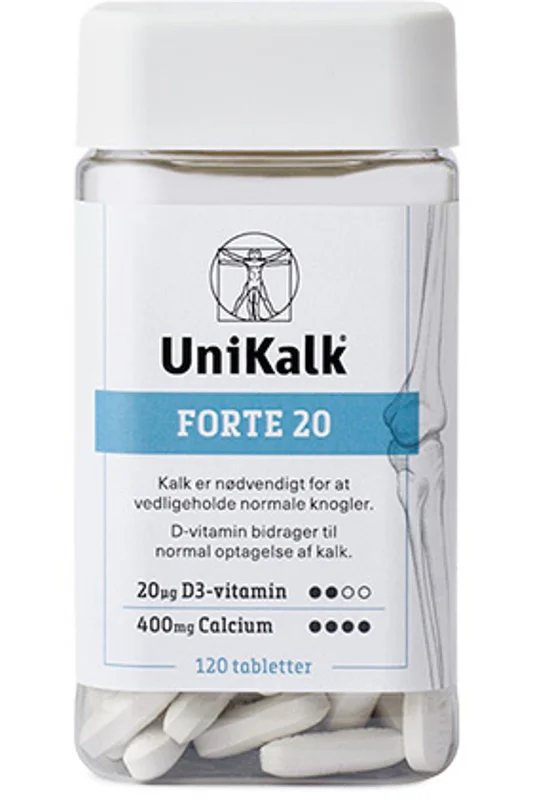 Unikalk Forte 20 120 stk., Helse & Madvarer, Mineraler, Kalk