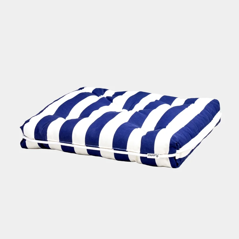 Cuscino per barca con kapok Moory, 45 x 38 x 8 cm, a righe blu marino/bianco, singolo