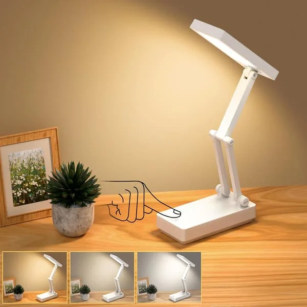 Desk Lamp, Cordless Table Lamp, Portable & Foldable Lamp, Bedside Lamp with 3 Brightness Levels & Dimmable, Rechargeable LED Lamp