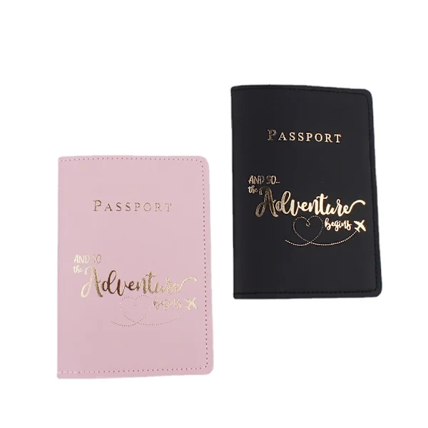 [RM] 2 Passport Holders and 2 Luggage Tags (Black and Pink), PU Leather Passport Holder Travel Wallet Passport Credit Card Business Card Boarding Pass