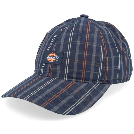 Dickies - Blauw unconstructed Cap - Surry Cap Outdoor Check Navy Dad Cap @ Hatstore