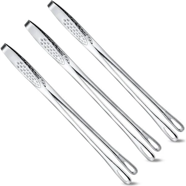 3 Pieces Korean and Japanese BBQ Tongs Stainless Steel Grill Tongs Kitchen Tongs Tweezers Cooking Clip for Sa-FA-