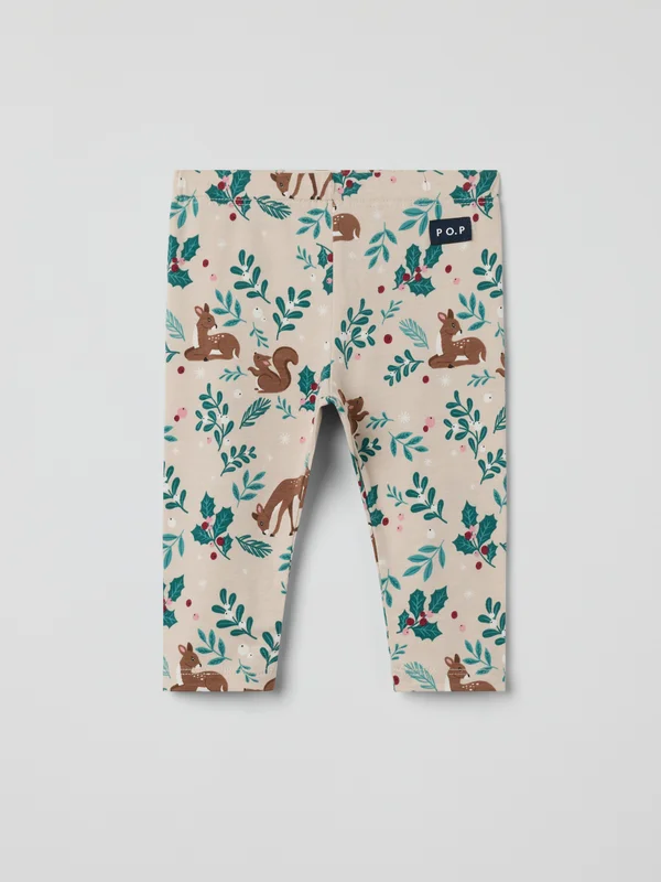Polarn O. Pyret - PLAY baby Christmas leggings - beige - Size: 56 - Children's clothing 9-12 Months