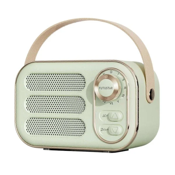 Multifunktionell Mini Portabel FM Radio Bluetooth Högtalare USB TF AUX Inomhus Utomhus Retro Design Trådlös Högtalare Grön