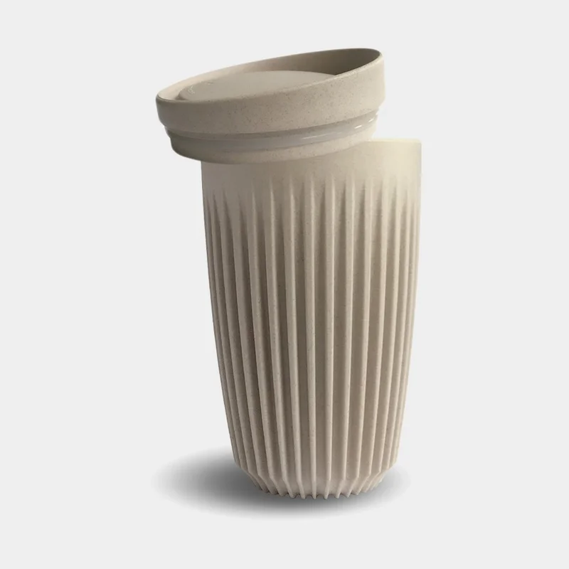 Travel mug / coffee cup with lid HuskeeCup & Lid 12oz Natural, recycled coffee husk, beige, 35 cl / 350 ml