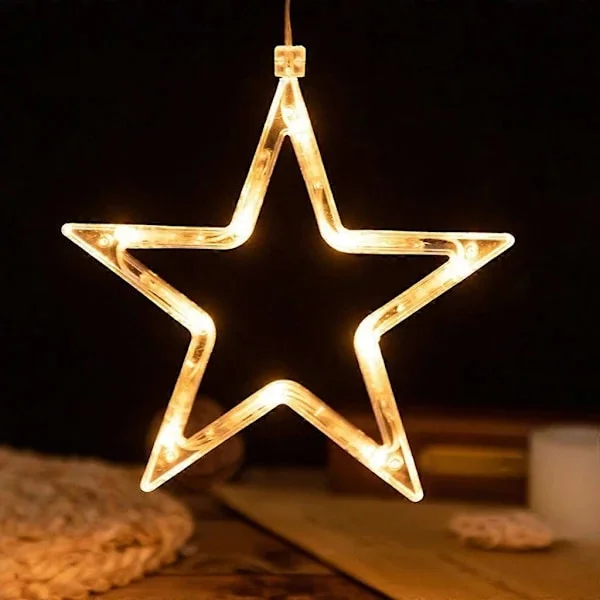 LED-stjärna fönsterlampa juldekoration ljusslinga batteridriven hängande julfönsterdekoration med sugpropp style5798