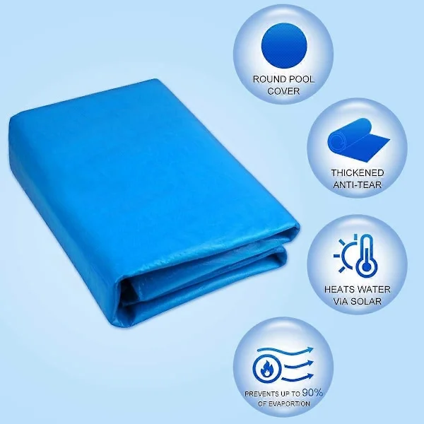 Poolöverdrag för 6 fot runda Easy Set-rambassänger och uppblåsbara pooler, ovanjordiska/nedgrävda runda poolöverdrag (6 fot runda)