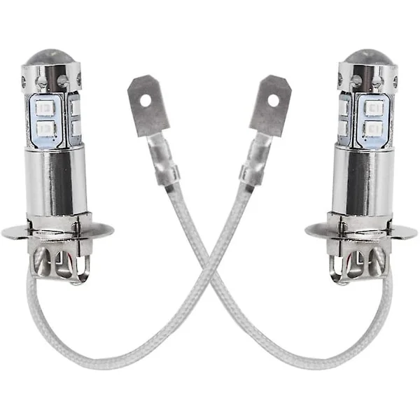 2 st Xtreme Super Bright Led H3 Dimljuslampor - Hög Effekt Cob Universal H3 Led Lampa Led Dimljuslampor Lampbyte - 10000k Djup Blå