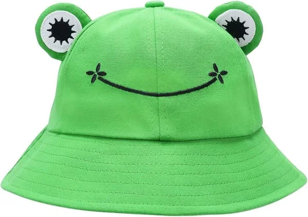 Groda hatt hink solhatt för kvinnor groda hink hatt sommar utomhus hopfällbar andningsbar hink hatt för kvinnor-grön-vuxen: 56-58cm