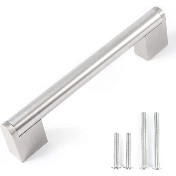 Moderne europeiske kjøkkenskap dørhåndtak 128mm / 5" Sateng Nikkel Skuffe Håndtak Børstet Krom Moderne Beslag for Baderom Garderobe Kommode - Pakke