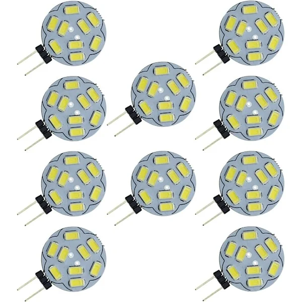 10-pakning G4 9 LED SMD 5730 12V AC/DC Dobbelkanal Base Innfelt Tak Innfelte LED-lamper 20W Halogenlampe Erstatning[F]