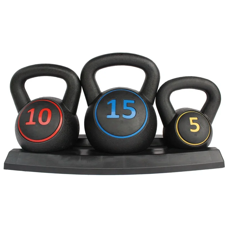 AliExpress - Ensemble de kettlebells 5/10/15LB avec poignée antidérapante, équipement de gym à domicile compact pour l'entraînement musculaire/la 