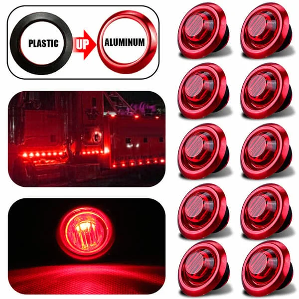 10X 3/4 " 12V 24V LED Markeringslys Lastebil Tilhenger Rund Side Bullet Indikator Rød-XF4-