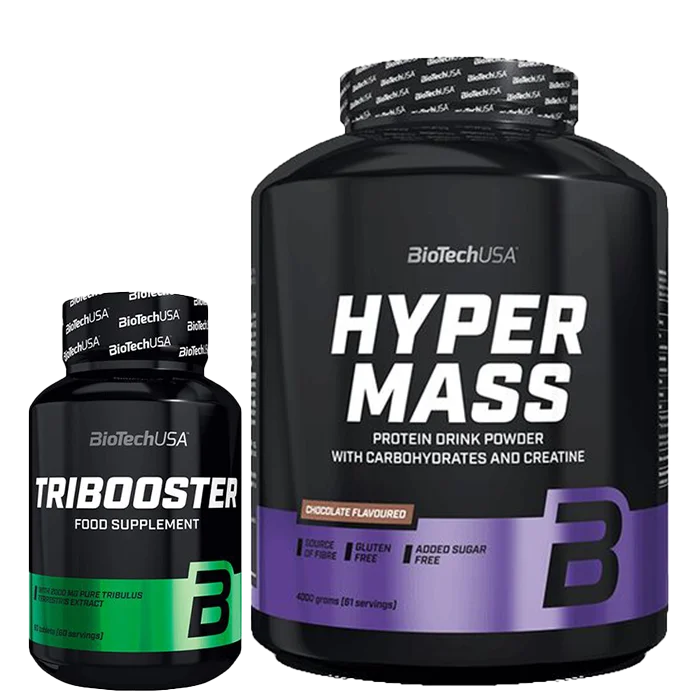 Hyper Mass Gainer 4 kg + Tribooster Testo 2000 mg 60 tablettia