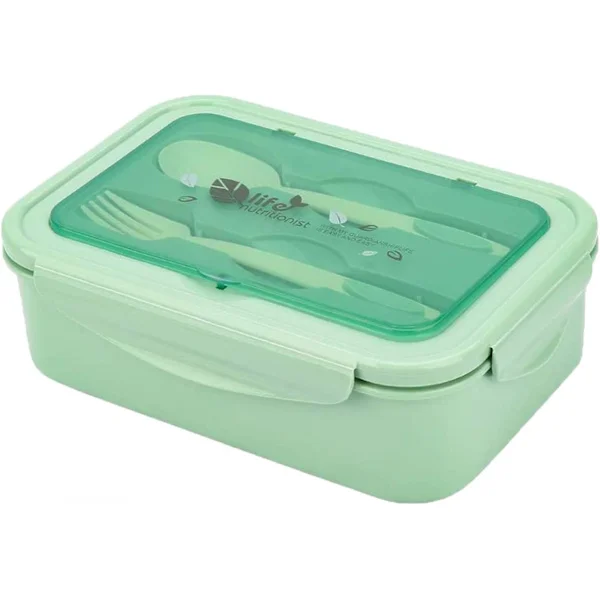 Bentobox, eväslaukku, ilmatiivis eväslaukku, 3 lokeroa, lusikalla ja haarukalla, turvalliset vuotamattomat laatikot, terveys ja ympäristönsuojelu (