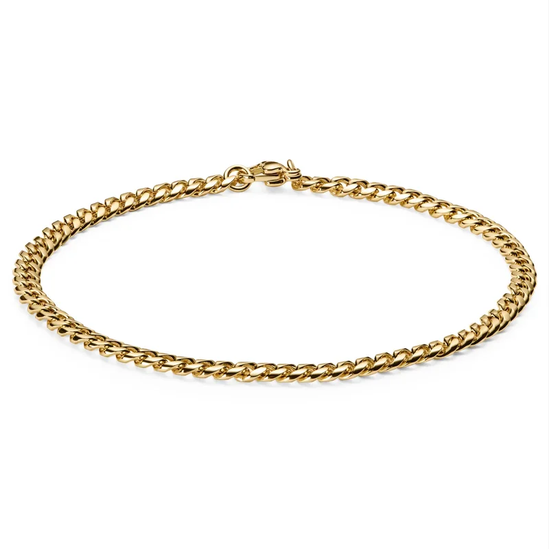 3 mm Gold-Tone Chain Bracelet for Men - Steel bracelets