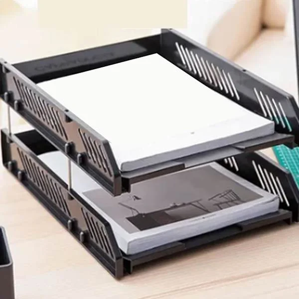 Papirbakke Organizer A4 Papirholder Brevbakke 2 Lag Papirbakke Organizers Stor Kapacitet Hul Skrivebordsfil Organizers