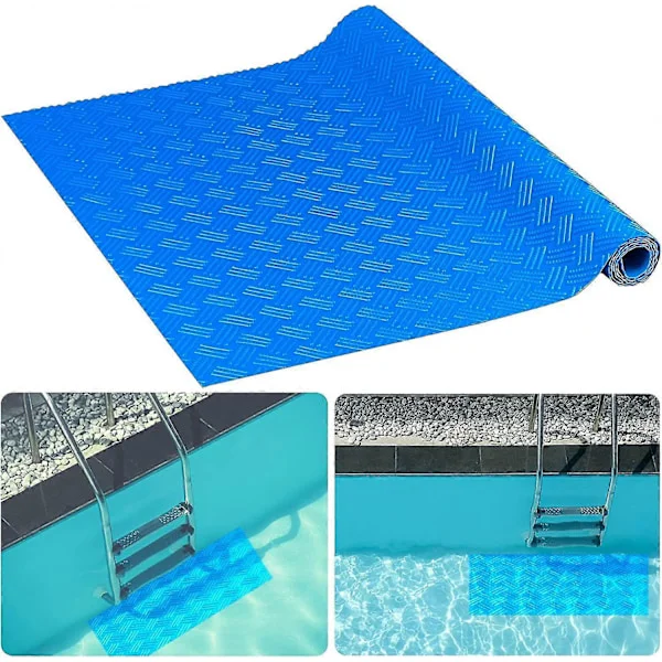Svømmepølse Stigemåtte 91x43 cm Beskyttende Pool Stige Pad Trinmåtte Med Tyk Tekstur Store Gummi Pool Måtter Til Gulv Over Jord Nedgravet Pool