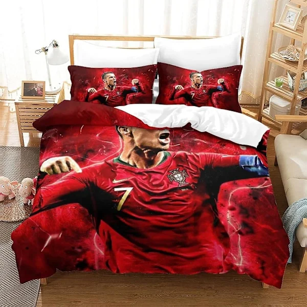 Jalkapallo Cristiano Ronaldo Vuodevaatteet Peittokuoret Pehmeä Mikrokuitu CR7 Vuodevaatteet Peittokuoret Vetoketjulla Ja Tyynynpäälliset Lapsille 