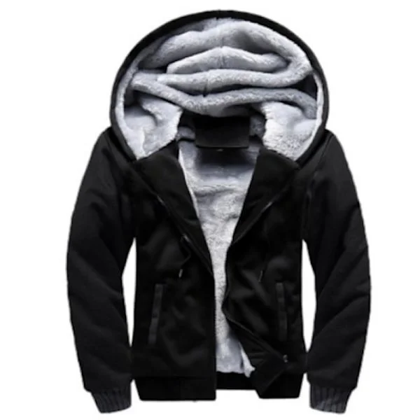 Herre genser Varm fleecefôret sweatshirt jakke Vinter Gym Fleece Hoodie Full glidelås Varm tykk blazer grå L grå