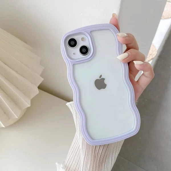 Kompatibel med iPhone 11 Skal, Sött Lockigt Vågigt Ram Transparent Skal - Lila
