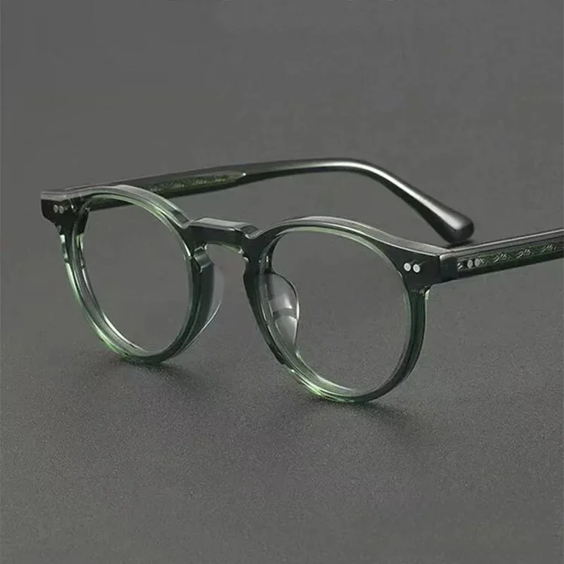 AliExpress - Lunettes rondes en acétate pour hommes et femmes, nouveau Design de marque japonaise, monture à la mode, Vintage, sculpture, vert, noir, 