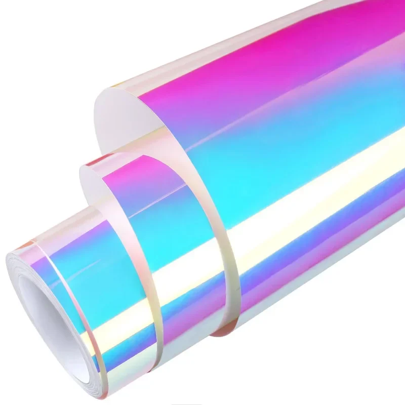 AliExpress - Premium Gloss Colorful Rainbow Holographic Chrome White Vinyl Wrap Film Selbstklebende Aufkleber Aufkleber Automotive Car Wrapping Folie
