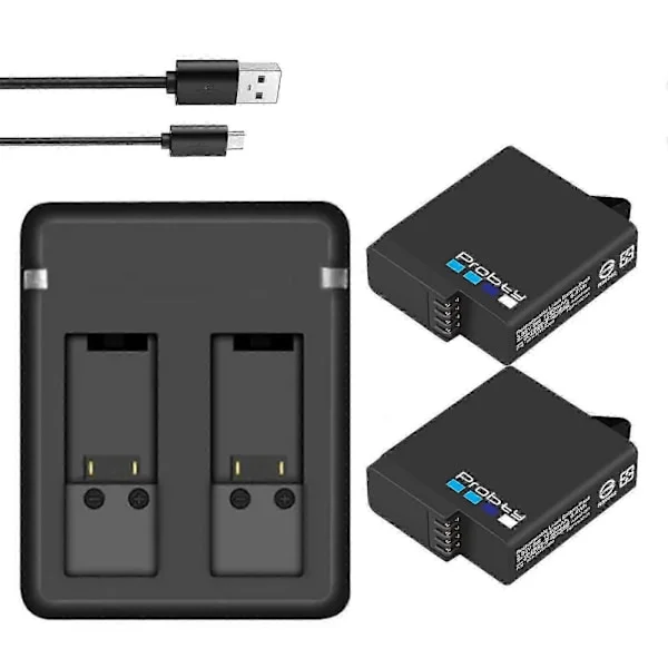1680 mAh-batteri for GoPro Hero 7/6/5 Black eller lader, kompatibelt med GoPro Hero 7/6/5 Black-kamera