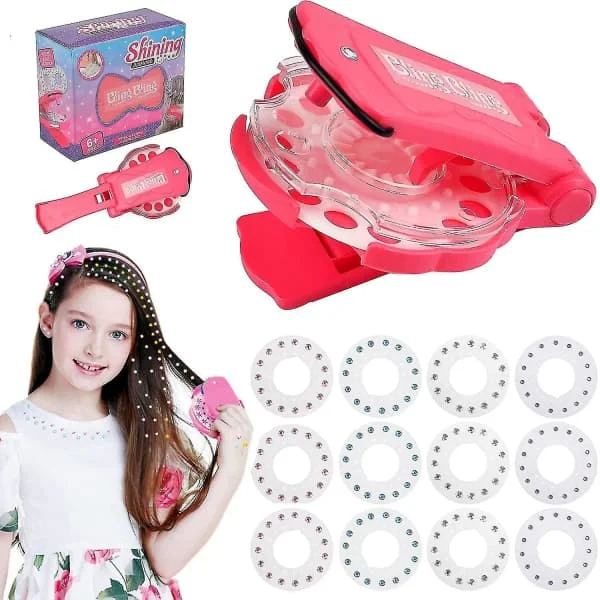 Diamant Hår-maskin med 180 Hårjuveler, Hår-bling Kit, Hårglitter Strass-maskin