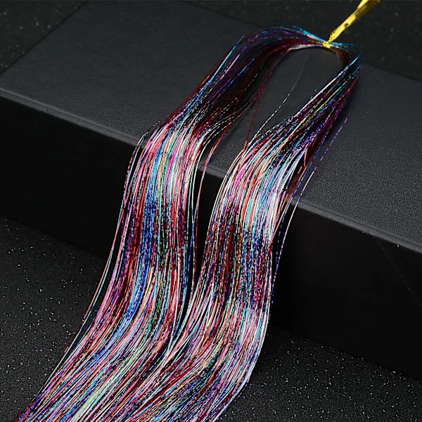36inch Hair Tinsel Sparkling Glitter Tinsel Fairy Hair Extensions Heat Resistant Party Highlight
