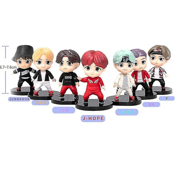 Koreansk BTS Figur Sæt 7 Stykker Håndlavet Boligindretning Display[C]