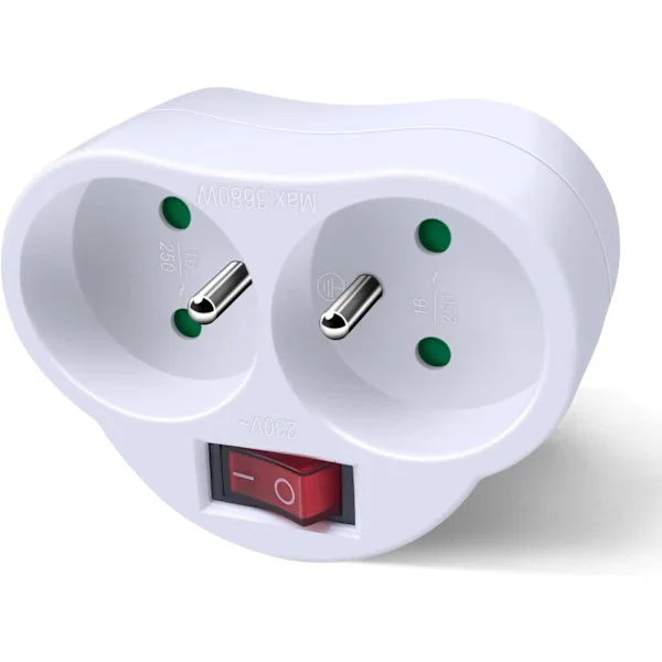 White Sockets with Switch, 2-in-1 Power Strip Wall Plug, Sockets Perfect for Bedroom