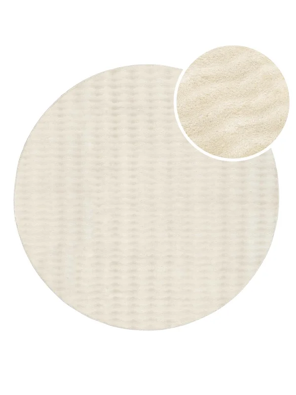 Washable Tide Cream White Round Small Oeko-Tex Rug