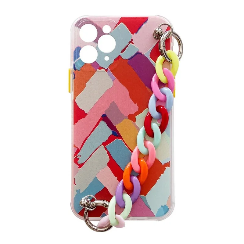 Flerfarget Color Chain Case gel deksel med kjedeanheng for Samsung Galaxy S21 Ultra 5G (3)