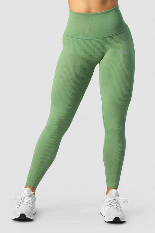 ICANIWILL - Ribbed Define Seamless Pocket Tights Light Green - Trikoot - Naiset - Treenivaatteet ICIW:ltä