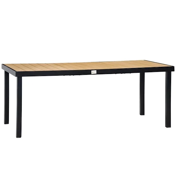 Trädgårdsbord För 8 Personer, Matbord, Aluminiumbord, Trädgårdsmöbler, Loungemöbel, Lättskött Plast, Natur + Svart, 190 X 90 X 74 Cm