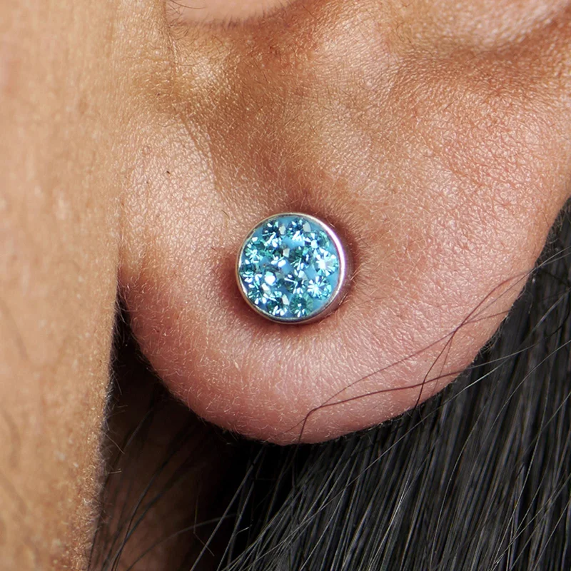 Blue 6mm Zircon Magnetic Earring for Men - Magnetic earrings