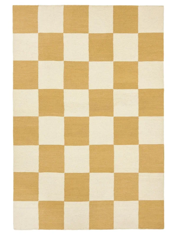Rutig Classic Chess Matta - Gul 160X230 Skandinavisk Stil