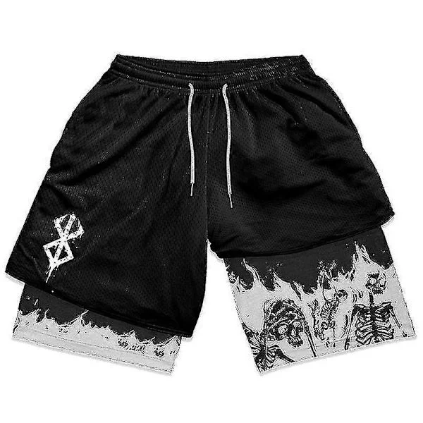 Y2k Dödskalle Huvud Herr Streetwear Anime Gymnastikshorts Träning Gym Träningsshorts Kläder -NMAOV