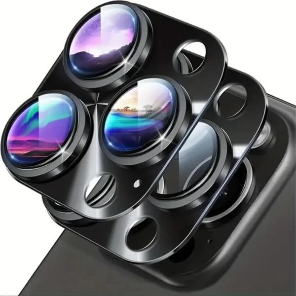 3D Metall Kameralinsskydd kompatibelt med iPhone 11 12 13 14 15 16 Pro Max Plus 13 12 Mini Kameraglas kompatibelt med iPhone 11 Härdat Glas