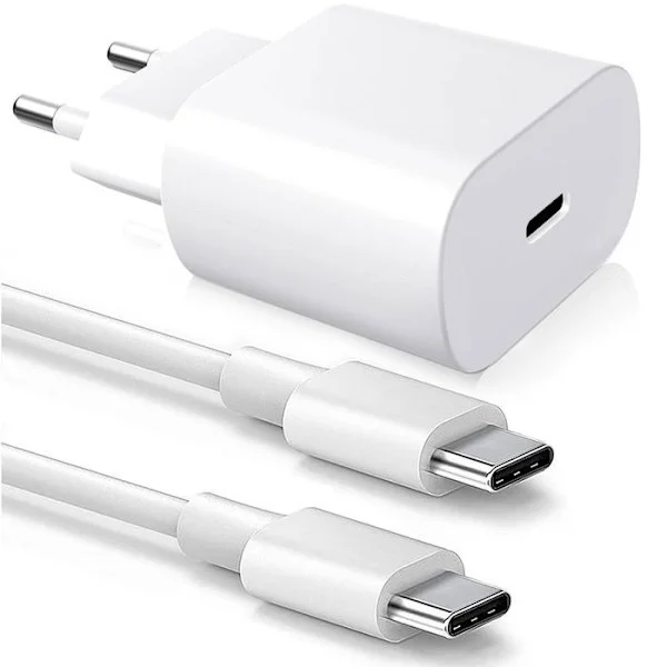 25W USB-C-laddare för Apple iPhone 16 Pro Max med 1M 20W-kabel i vit-FO-